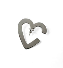 Load image into Gallery viewer, Heart studs asymmetrical silver earrings