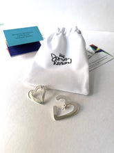 Load image into Gallery viewer, Heart studs asymmetrical silver earrings