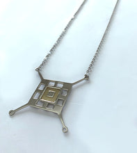 Load image into Gallery viewer, Silver with yellow gold plated square statement necklace