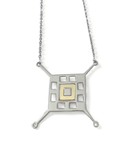 Load image into Gallery viewer, Silver &amp; yellow gold plated square necklace
