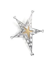 Load image into Gallery viewer, Silver with yellow gold plated double-star brooch