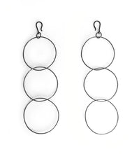 Load image into Gallery viewer, Oxidized silver 3-circle earrings