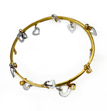 Load image into Gallery viewer, Yellow gold plated multi-heart with silver statement bangle