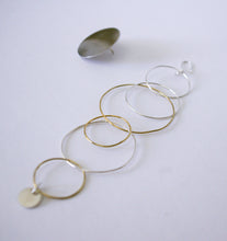 Load image into Gallery viewer, Silver with yellow gold plated multi-circle earrings