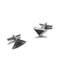 Load image into Gallery viewer, Triangular asymmetrical silver unisex cufflinks
