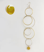 Load image into Gallery viewer, Silver with yellow gold plated multi-circle asymmetrical earrings