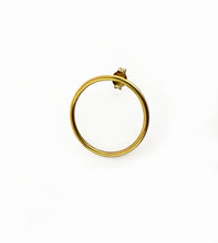 Load image into Gallery viewer, Silver with yellow gold plated asymmetrical multi-circle earrings.