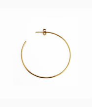 Load image into Gallery viewer, Yellow gold minimalist asymmetrical circle earrings