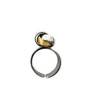 Load image into Gallery viewer, Silver with yellow gold plated inter-wined circle ring