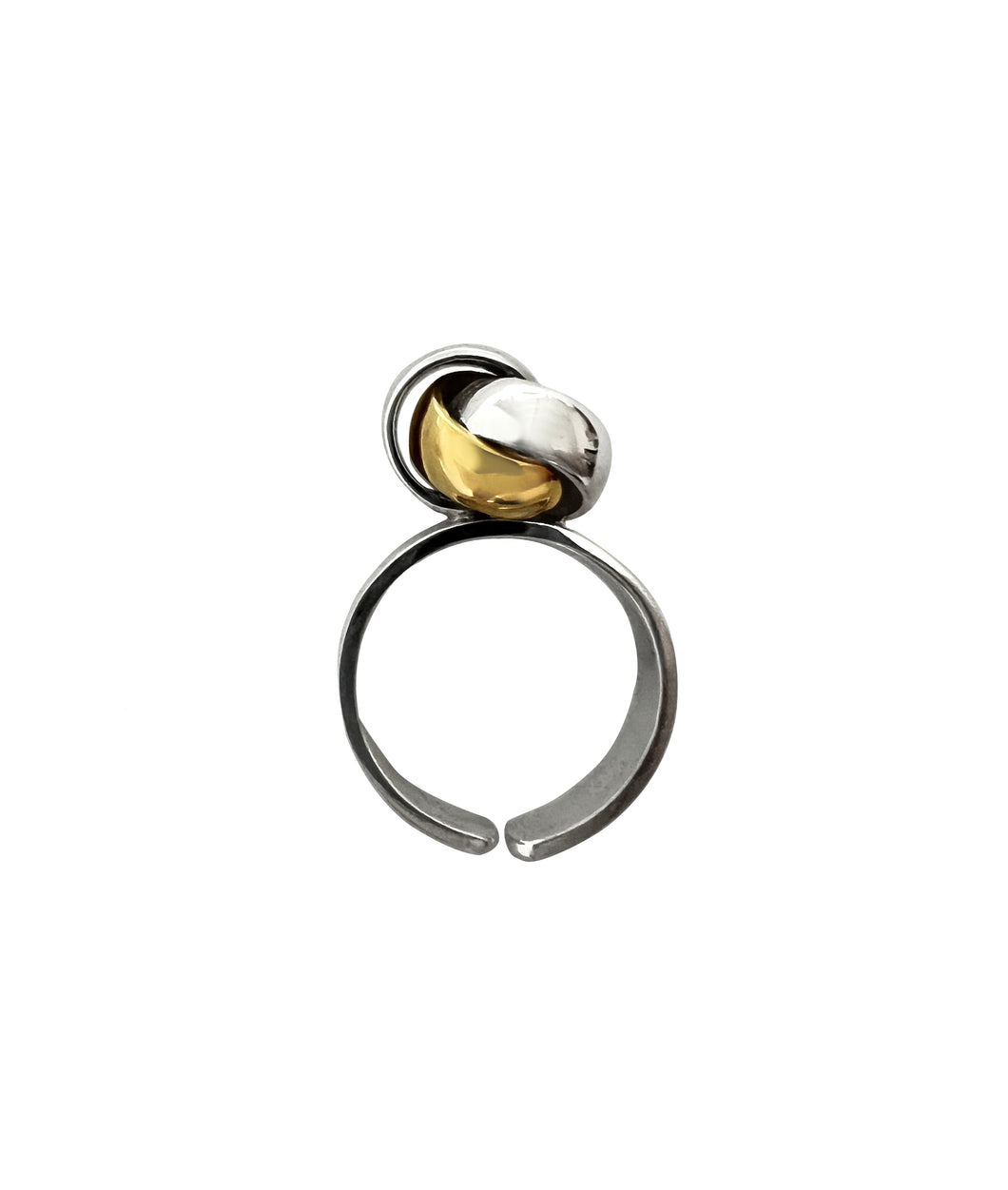 Silver and yellow gold plated multi-circles ring