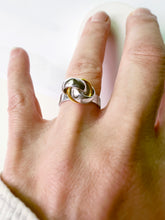Load image into Gallery viewer, Silver with yellow gold plated inter-wined circle ring