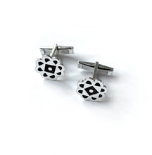Load image into Gallery viewer, Silver with black enamel unisex cuff-Links