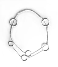 Load image into Gallery viewer, Silver multi-circle asymmetric long necklace