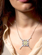 Load image into Gallery viewer, Silver &amp; yellow gold plated square necklace
