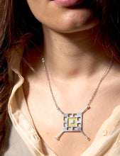Load image into Gallery viewer, Silver with yellow gold plated square statement necklace