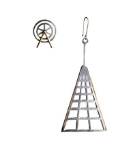 Load image into Gallery viewer, Artistic silver with yellow gold plated lining asymmetrical earrings