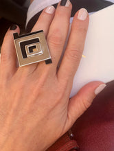 Load image into Gallery viewer, Silver with yellow gold plated geometric unisex ring