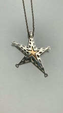 Load and play video in Gallery viewer, Glamorous double star silver and yellow gold plated pendant
