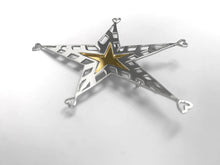 Load image into Gallery viewer, Silver with yellow gold plated double-star brooch