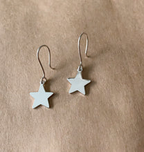 Load image into Gallery viewer, Minimalist white gold star earrings