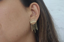 Load image into Gallery viewer, Gold flirty crown earrings
