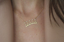 Load image into Gallery viewer, Gold with 5-diamond crown necklace