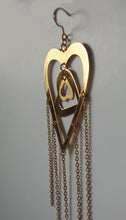 Load image into Gallery viewer, Gold plated flirty trio-heart long earrings