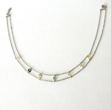 Load image into Gallery viewer, Silver with yellow gold multi-circle double chain choker