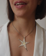 Load image into Gallery viewer, Silver with yellow gold plated double star statement pendant