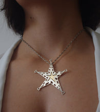 Load image into Gallery viewer, Silver with yellow gold plated double star statement pendant