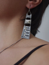 Load image into Gallery viewer, Artistic tryptic asymmetrical silver earrings
