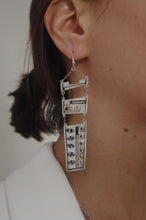 Load image into Gallery viewer, Artistic tryptic asymmetrical silver earrings
