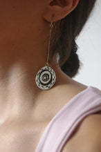Load image into Gallery viewer, Opposites Attract silver with enamel asymmetrical earrings