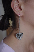 Load image into Gallery viewer, Opposites Attract silver with enamel asymmetrical earrings