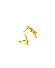 Load image into Gallery viewer, Yellow gold stars with diamonds asymmetrical earrings