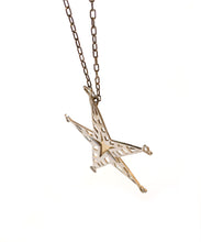 Load image into Gallery viewer, Glamorous double star silver and yellow gold plated pendant
