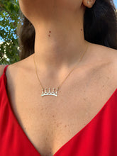 Load image into Gallery viewer, Gold with 5-diamond crown necklace