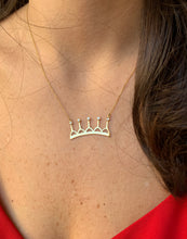 Load image into Gallery viewer, Gold with 5-diamond crown necklace