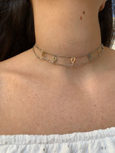 Load image into Gallery viewer, Silver with yellow gold multi-circle double chain choker