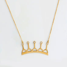 Load image into Gallery viewer, Gold with 5-diamond crown necklace