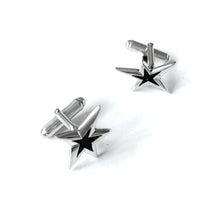 Load image into Gallery viewer, Star silver with black enamel cufflinks