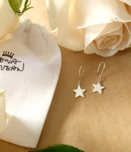 Load image into Gallery viewer, Minimalist white gold star earrings