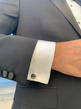 Load image into Gallery viewer, Silver with black enamel unisex cuff-Links