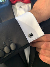 Load image into Gallery viewer, Silver with black enamel unisex cuff-Links