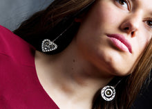 Load image into Gallery viewer, Opposites Attract silver with enamel asymmetrical earrings