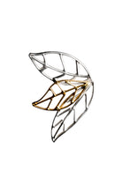 Load image into Gallery viewer, Artistic Leaves asymmetricsilver with yellow gold plated earrings