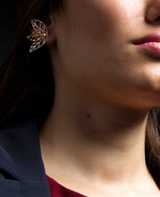 Load image into Gallery viewer, Artistic leaves silver with yellow gold plated stud earrings