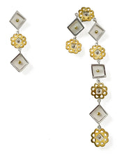 Load image into Gallery viewer, Silver with yellow gold plated embellished with mother-of-pearl statement earrings
