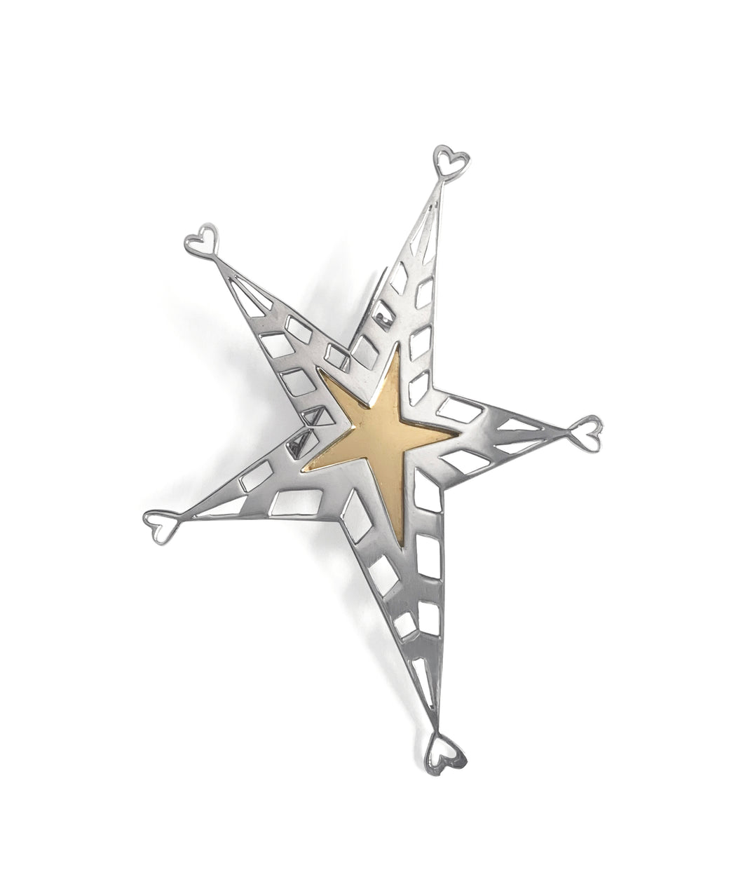 Glamorous star silver & gold plated brooch