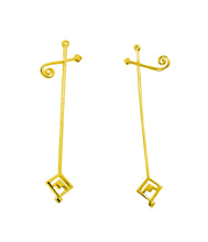 Load image into Gallery viewer, Silver yellow gold plated stick earrings
